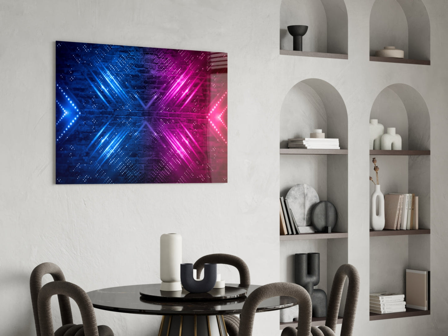 Neon Chevron Clash Glass Wall Art