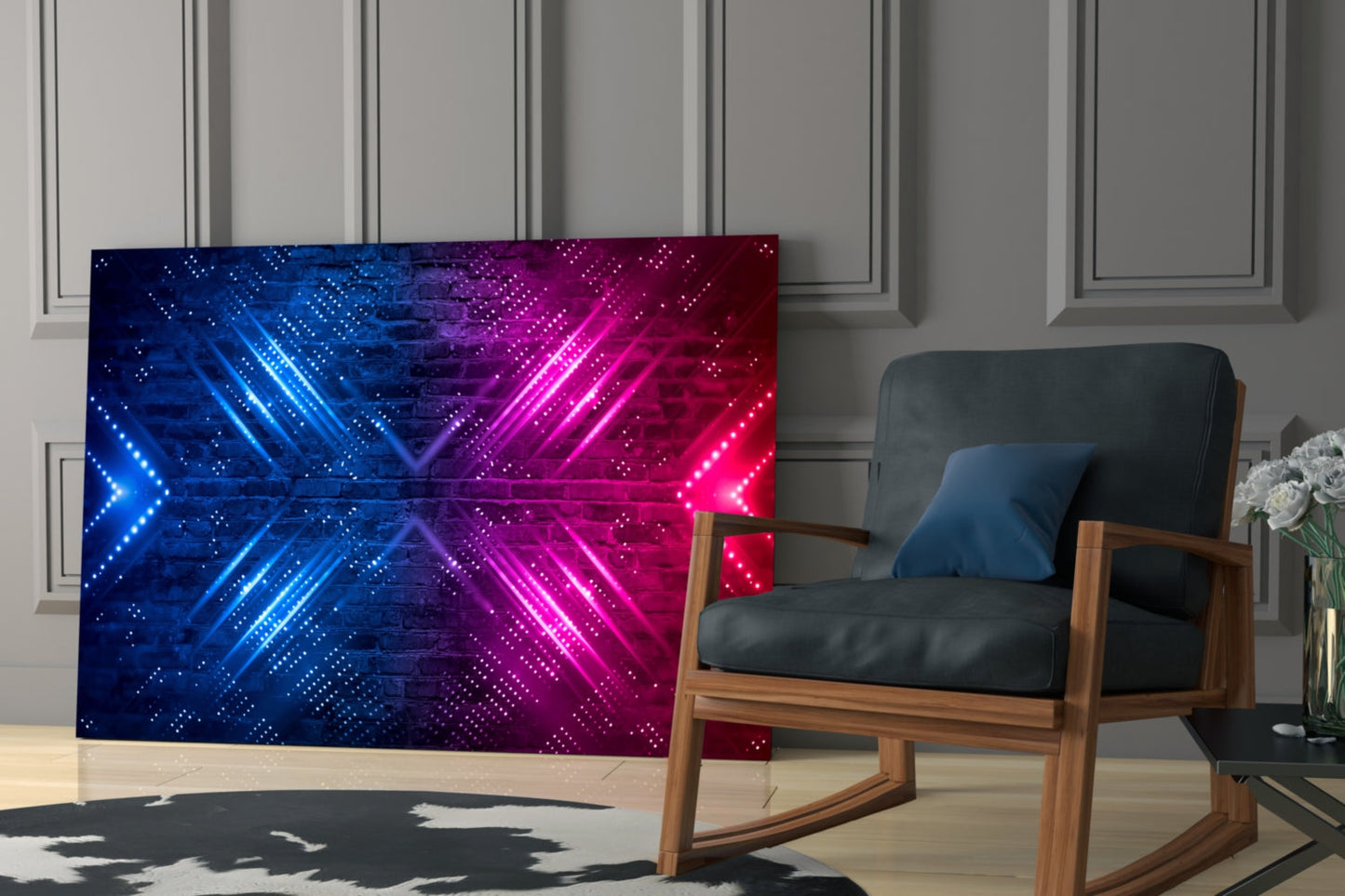 Neon Chevron Clash Glass Wall Art