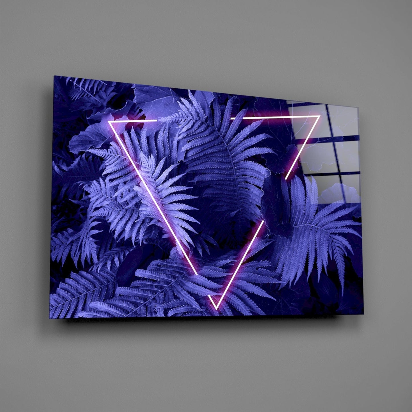 Magenta Neon Fern Glass Wall Art