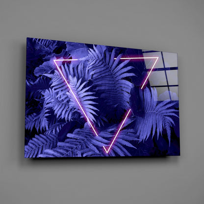Magenta Neon Fern Glass Wall Art