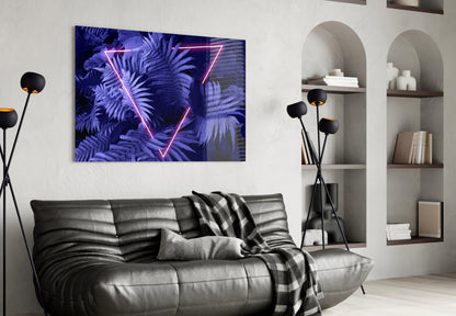 Magenta Neon Fern Glass Wall Art