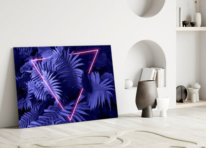 Magenta Neon Fern Glass Wall Art