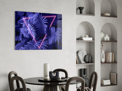 Magenta Neon Fern Glass Wall Art
