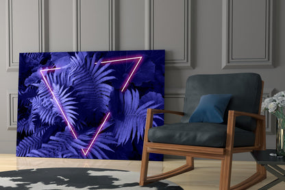 Magenta Neon Fern Glass Wall Art