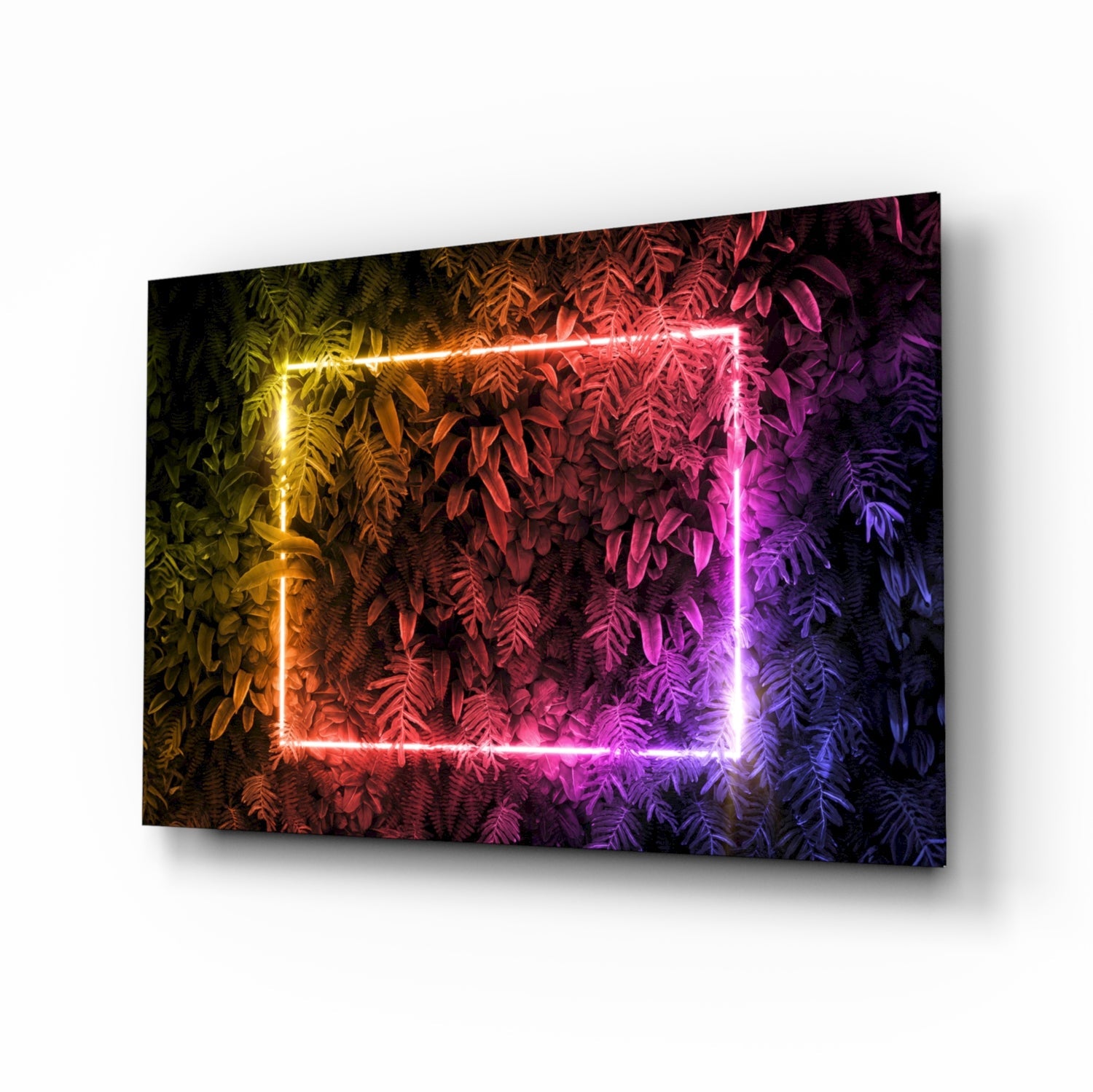 Spectrum neon jungle glass wall art