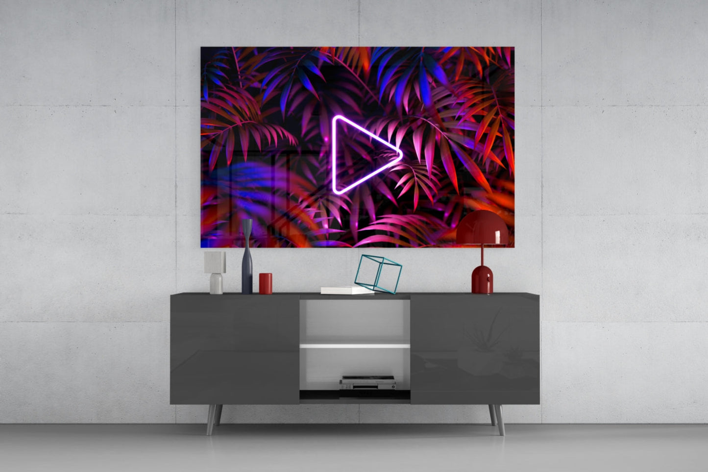 Neon Jungle Triangle Glass Wall Art