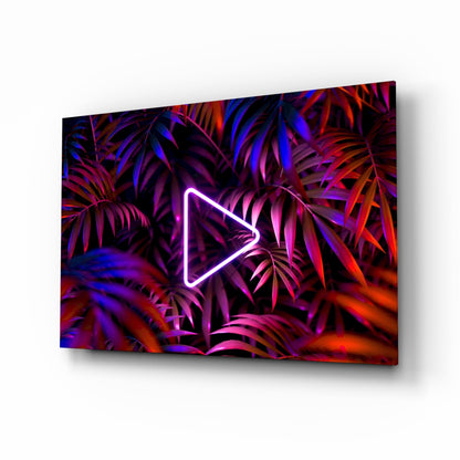 Neon jungle triangle glass wall art