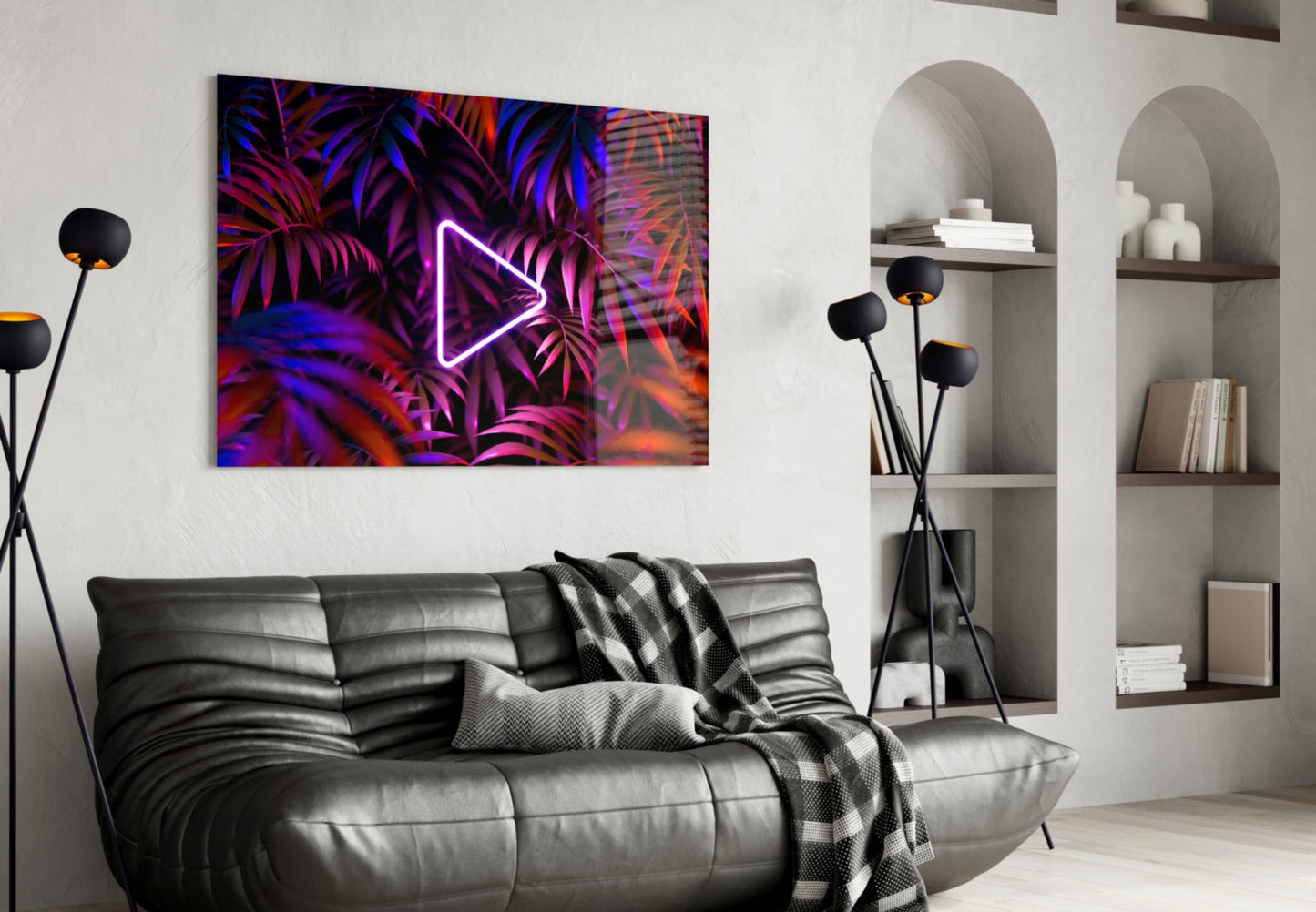 Neon Jungle Triangle Glass Wall Art