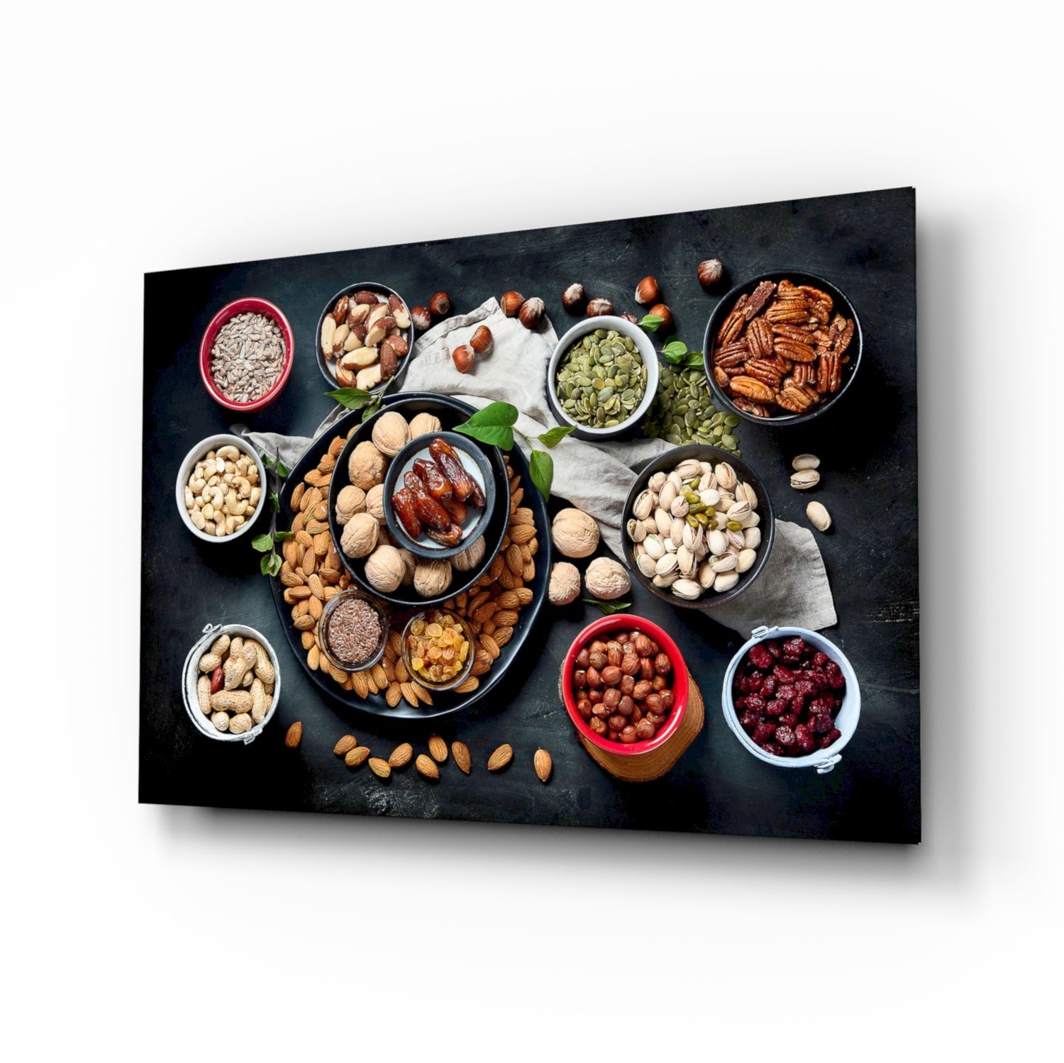 Mixed nuts glass wall art tempered glass print