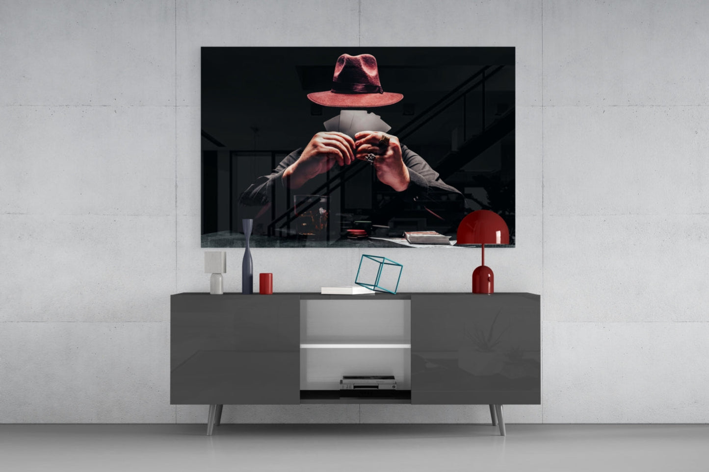 Mysterious Gambler Glass Wall Art
