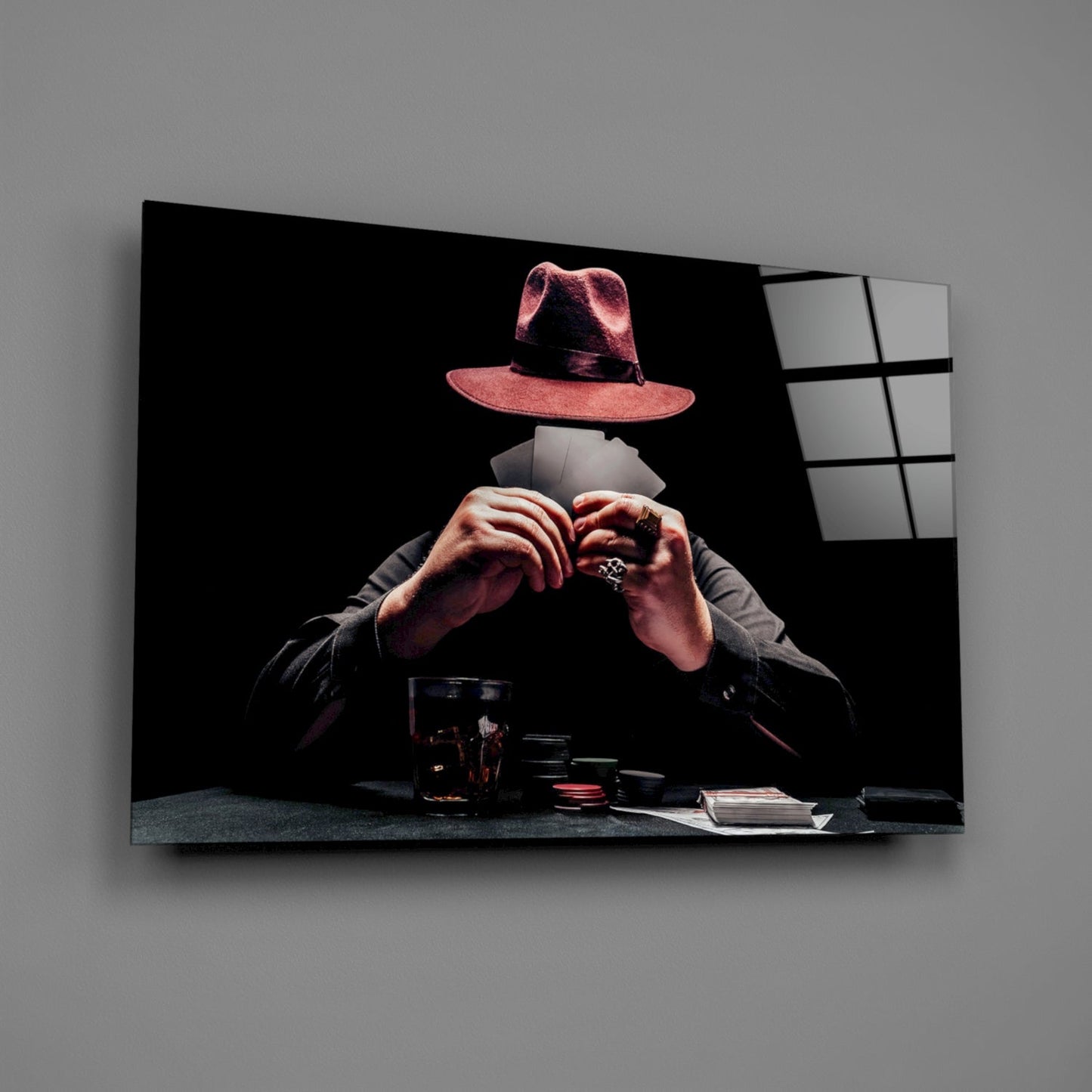 Mysterious Gambler Glass Wall Art