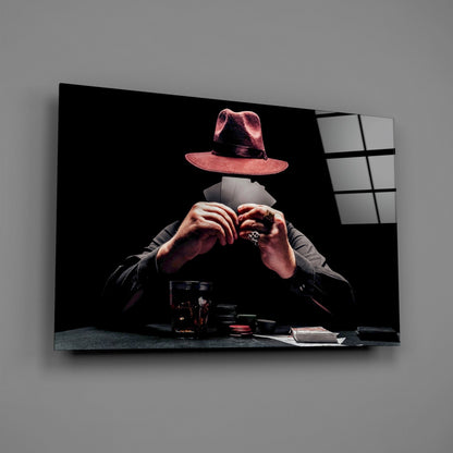 Mysterious Gambler Glass Wall Art