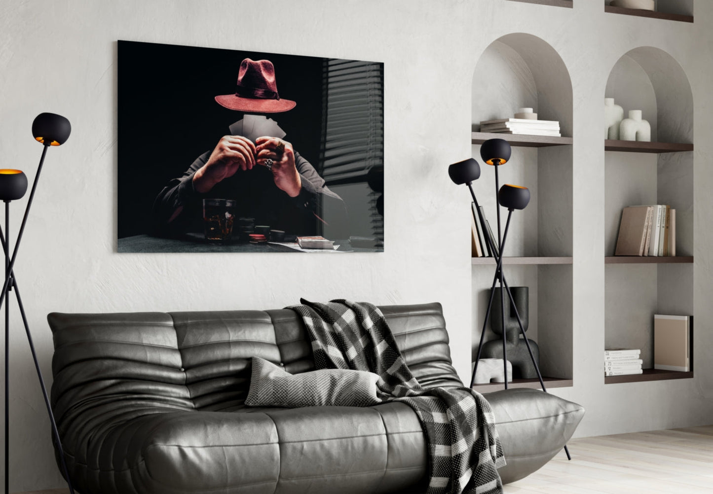 Mysterious Gambler Glass Wall Art
