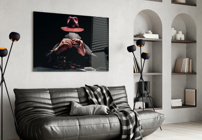 Mysterious Gambler Glass Wall Art