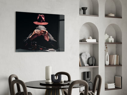 Mysterious Gambler Glass Wall Art
