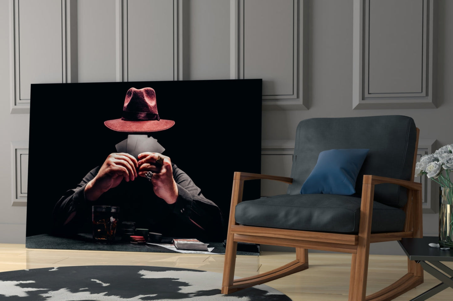 Mysterious Gambler Glass Wall Art