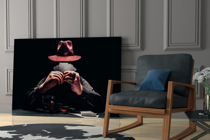 Mysterious Gambler Glass Wall Art
