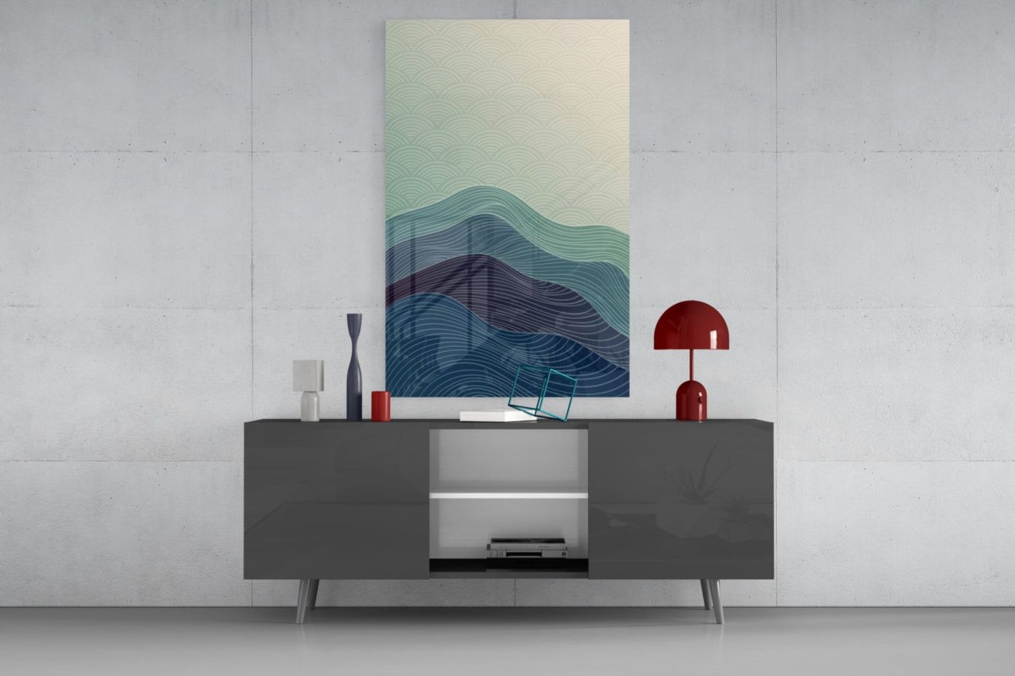 Teal Wave Abstract Glass Wall Art
