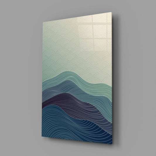 Teal Wave Abstract Glass Wall Art