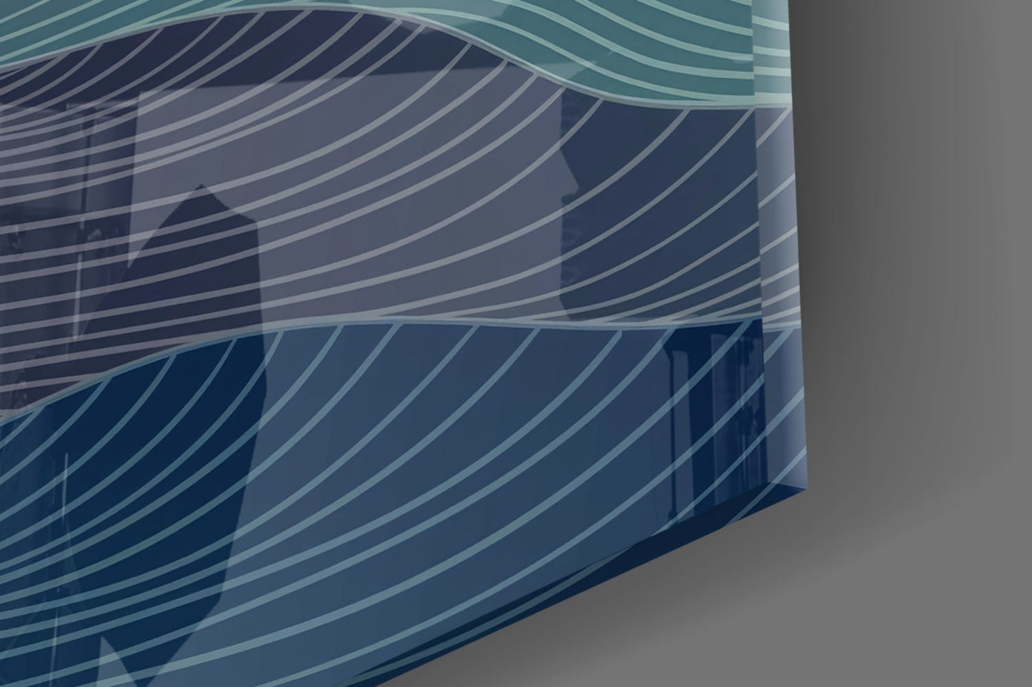 Teal Wave Abstract Glass Wall Art