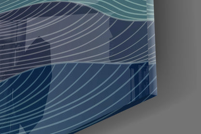 Teal Wave Abstract Glass Wall Art