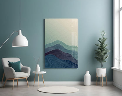Teal Wave Abstract Glass Wall Art