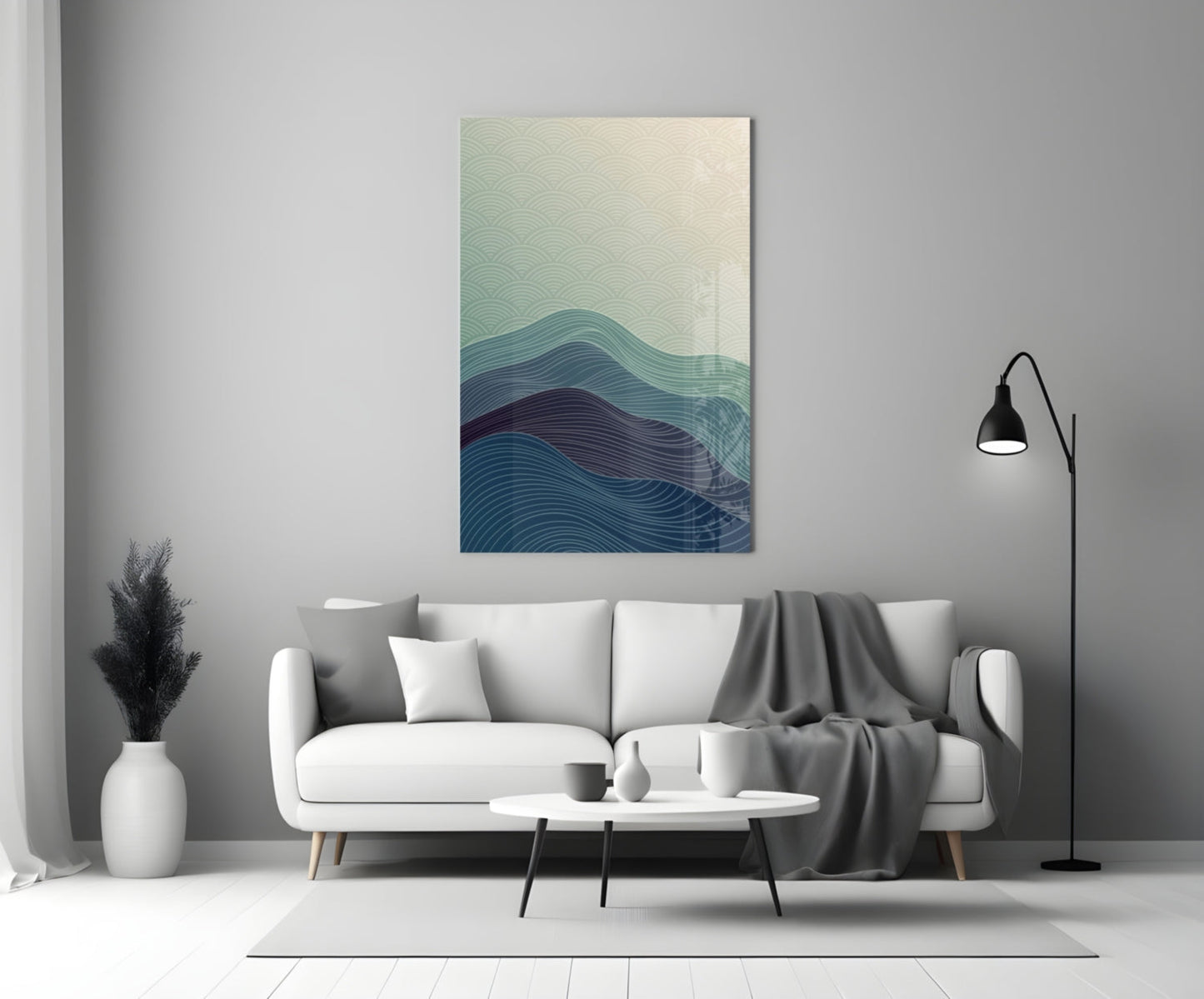 Teal Wave Abstract Glass Wall Art
