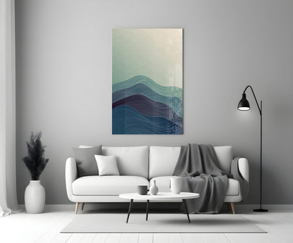 Teal Wave Abstract Glass Wall Art