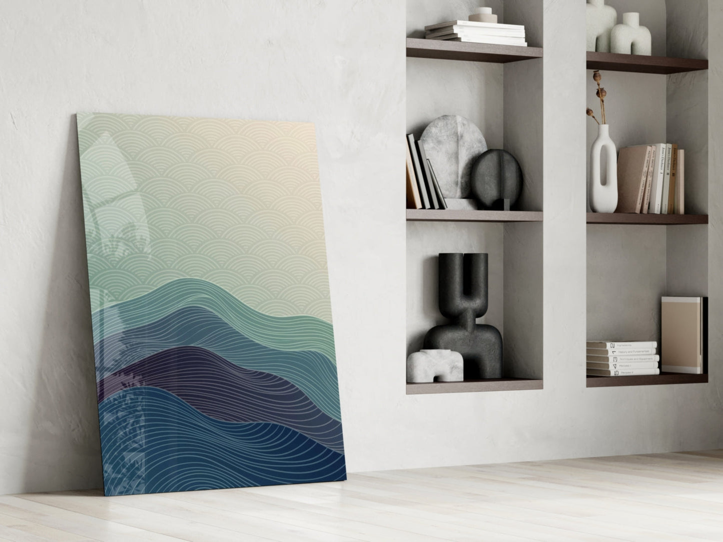 Teal Wave Abstract Glass Wall Art