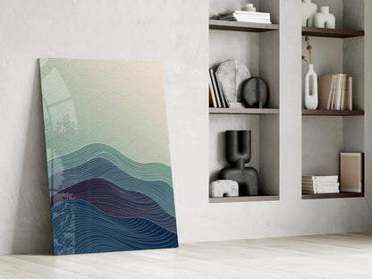 Teal Wave Abstract Glass Wall Art