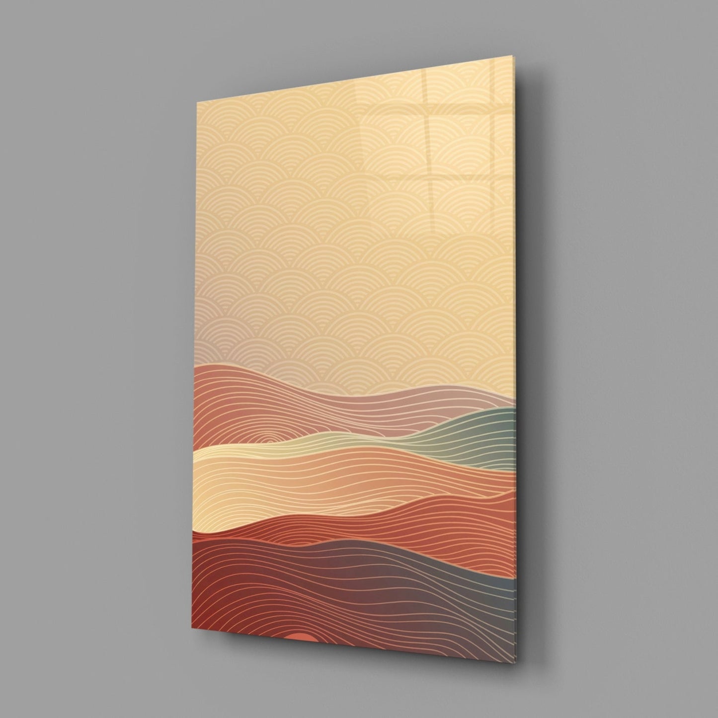 Saffron Desert Wave Glass Wall Art