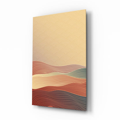 Saffron desert wave glass wall art