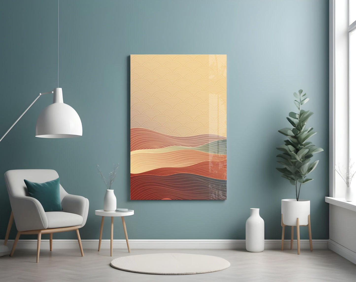Saffron Desert Wave Glass Wall Art