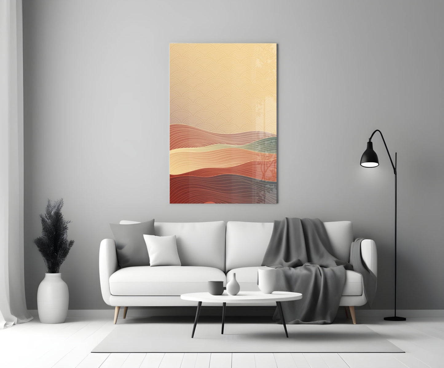 Saffron Desert Wave Glass Wall Art