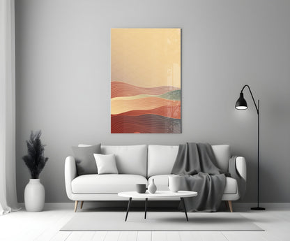 Saffron Desert Wave Glass Wall Art