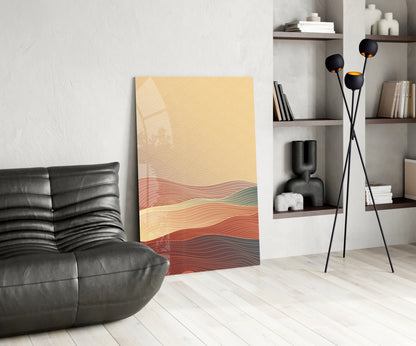 Saffron Desert Wave Glass Wall Art
