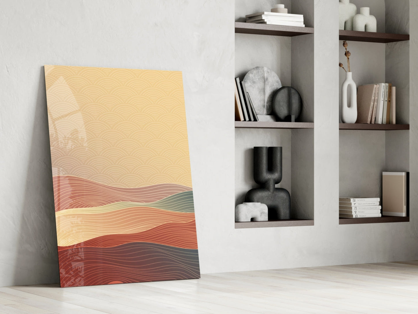 Saffron Desert Wave Glass Wall Art