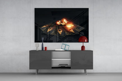 Gold Aces and Dice Glass Wall Art