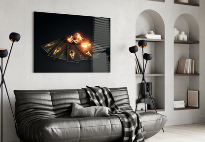 Gold Aces and Dice Glass Wall Art