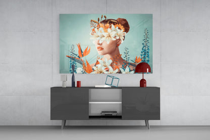 Woman Abstract Glass Wall Art