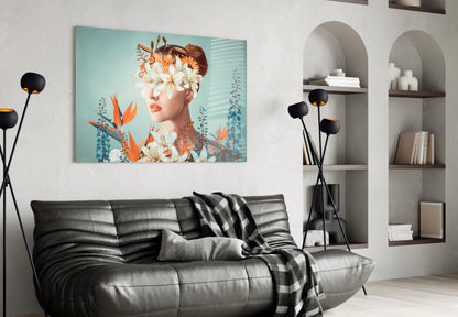 Woman Abstract Glass Wall Art