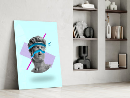 Vaporwave David Glass Wall Art