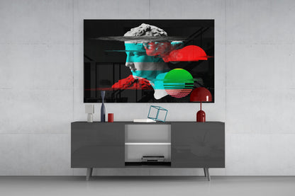 Vaporwave Glitch David Glass Wall Art