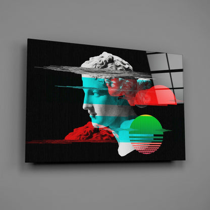 Vaporwave Glitch David Glass Wall Art