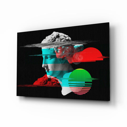 Vaporwave glitch David glass wall art