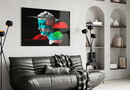 Vaporwave Glitch David Glass Wall Art