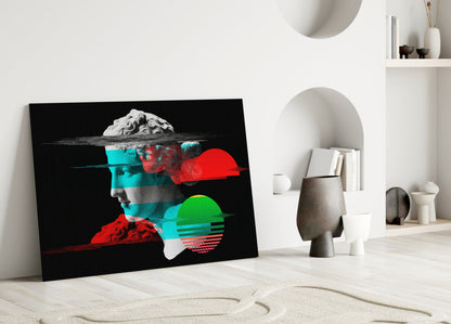 Vaporwave Glitch David Glass Wall Art