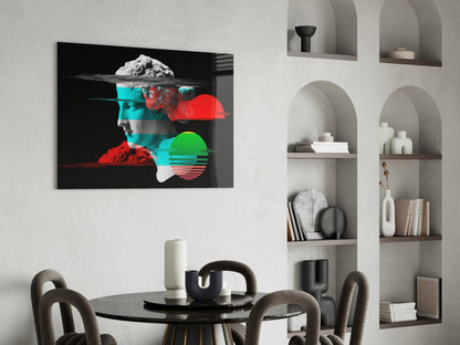 Vaporwave Glitch David Glass Wall Art