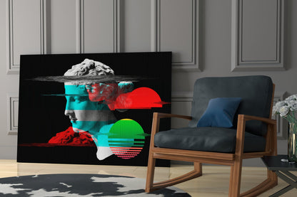 Vaporwave Glitch David Glass Wall Art