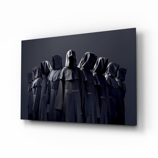 Hooded coven glass wall art